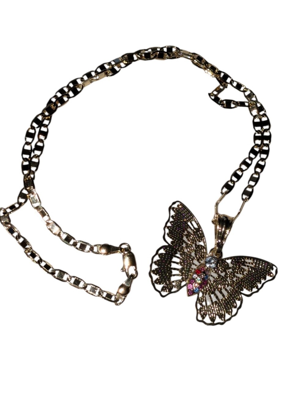 Gold Plated Butterfly Pendant Necklace